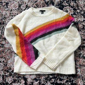 Forever 21 - White / Cream + Rainbow Sweater - Knit - Size S
